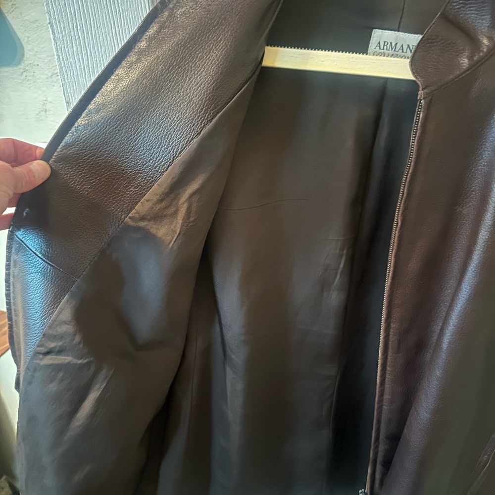 Armani Collezioni Dark Brown Lambskin Jacket - Picture 6 of 10